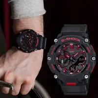 在飛比找PChome24h購物優惠-CASIO 卡西歐 G-SHOCK 火焰紅黑雙顯手錶 GA-