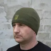 Ukrainian army Hat knitted olive khaki,tactical military Ukranian army
