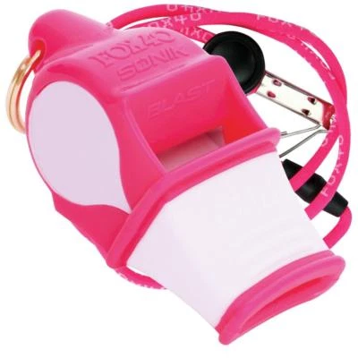 PINK/WHITE Fox 40 SONIK BLAST CMG Whistle Official Coach Safety - FREE LANYARD