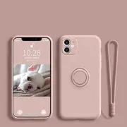 Soft Silicone Magnetic Holder Phone Case for iPhone 14 13 12 Mini 11 Pro XS Max XR X 8 7 Plus SE Stand Finger Ring Bracket Cover,Pink,for iPhone 14