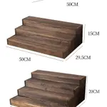 免運 開發票 實木桌面小博古架茶具置物架多層階梯架文玩手辦收納復古定制-快速出貨