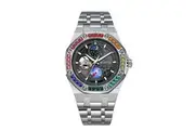 Luxury Automatic Mechanical Watch Night Glow Dial with Sun, Moon & Star Design Watch