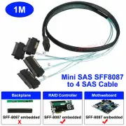 Top Mini SAS SFF-8087 36P to 4 SFF-8482 15-Pin Connesctors W/ SATA Power Cable