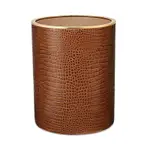 Aerin Classic Croc Embossed Leather Wastebasket in Chestnut