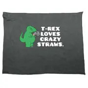 Animal Trex Loves Crazy Straws Dinosaur - Funny Novelty Soft Sport Microfiber Towel