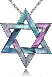 Star Of David Necklace,sea Abalone Shell Hexagram Star Pendant Jewish Israel Jewelry Trendy Geometric Star Pendant Necklace For Women Men Color1