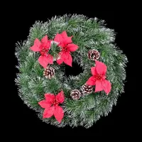 在飛比找Yahoo!奇摩拍賣優惠-聖誕植物裝飾花圈 噴雪松針花圈-24吋