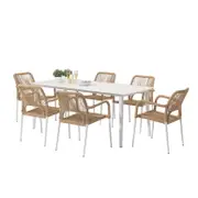 Navarre 6 Seater Aluminium Outdoor Dining Set - Natural