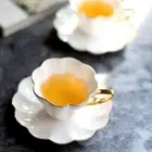 180ml Ceramics Flower Bone China Tea Cup Saucer Spoon White Porcelain Coffee Cup