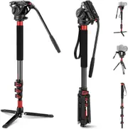 Pro Camera Monopod, Carbon Fiber Telescopic Video Monopod, QR Plate Compatible with DJI RS Gimbals Manfrotto, 6Kg Max Load TP71