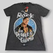 NWT! Dwayne The Rock Johnson Adult S WWF WWE WCW Wrestling GRAY Crew T-Shirt