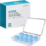 Ear Plugs for Sleeping, Reusable Silicone Moldable Noise Cancelling Sound Blocking Reduction Earplugs for Swimming, Snoring, Concerts, Shooting, Airplanes, Musicians, 32dB Highest NRR