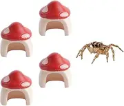 4 Pack Jumping Spider Mini Mushroom Decor Hermit Crab Cute Hide Decor for Hermit Crab Spider Snail Ant Millipede Tiny Bugs