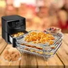 3-Layers Stainless Steel Air Fryer Rack Stackable Frying Pan Grid Grilling R L-❤