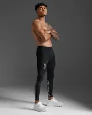 Light Speed React Compression Tights, 2XU, M, Black/White Reflective, Male