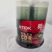 TDK Data CD-R 700MB 80 minute 100-Pack Writable Surface New Sealed