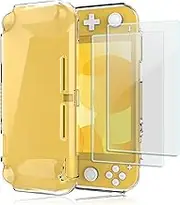 ProCase Rubber Case Compatible with Nintendo Switch Lite, Slim Soft Shockproof TPU Cover Anti-Scratch Protective Case Replacement for Nintendo Switch Lite 2019 with 2 Pack Tempered Glass Screen Protectors –Clear