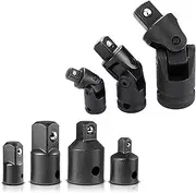 TBKBZTLALX 1/4 Inches 3/8 Inches 1/2 Inches Universal Joint Set Ratchet Angle Extension Bar Socket Adapter Manual and Pneumatic Bendable Adapter Socket Tools Socket Socket(7pcs-Black)