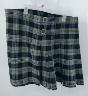 Mens Heavy Wool Northern Watters Knitwear Keltik Kilt Green Plaid Leather Size42