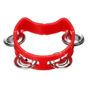 1pcs Tambourine, Jingle Bells Wrist Bells Hand Bell Musical, Red