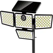 Solar Lights Outdoor, 4 Heads Motion Sensor Security Lights, Wide Angle Flood...