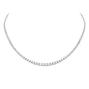 14k White Gold Round Diamond Studded Tennis Necklace 4 Cttw