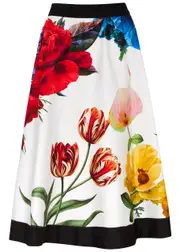 Alice + Olivia Earla Floral-print Stretch-cotton Midi Skirt - Multicoloured - 10 (UK14 / L) 10 (UK14 / L)