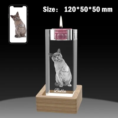 Custom Birthday Wedding Anniversary Gift Ideas, 3D Crystal Candle Holder Present