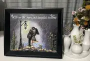 Wet,drenched in love-Pebble art,paint,craft,original from Miranda P. 11.5/9.5/1