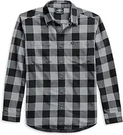 [HARLEY-DAVIDSON] Men's Flag Label Plaid Shirt - 99029-21VM (X-Large) Gray