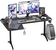 Computer Gaming Desk RGB LED:L-Shape Larger Game Table 160cm x 100cm Carbon Fiber Black Desktop Gamer Desks with 6 Colors 8 Modes RGB Offer Cable Management Box Headphone Hook and Cup Holder,Left