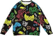 [GuoChe] Toddler Boys Girls Christmas Sweatshirts Pixel Game Style Black Sweatshirts Long Sleeve Pullover Sweatshirts for Boys