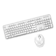 Catzon Joyroom Sweet Keyboard Mouse Combo Pure Color Round Keycaps 2.4G Wireless Keyboard Mouse Set-White