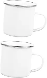 2pcs Enamel Mug Water Glasses Coffee Mugs Espresso Cup Vintage Cups Heat-Resistant Water Cups Campfire Mug Outdoor Enamel Cups Enamel Small Cups Camping Cup Enamel Tea Mugs White GRIRIW