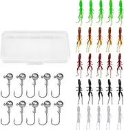 Labymos 35pcs Soft Fishing Lures Kit Silicone Lure Fishing Set Artificial Tackle Bait Box with Crank Jig Hooks for Water Saltwater Fish