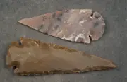 2 Bent 4.2" + 3.4" Flint Arrowhead Spear Project Point Knife Blade BB706