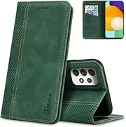 [AKABEILA] Case for Samsung Galaxy A53 5G Premium Leather Flip Wallet Case with Magnetic Closure Kickstand Card Slots Folio Phone Case Cover Protective Shockproof Green