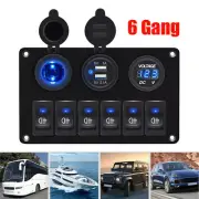AU 6 Car Gang Boat Marine Panel+Dual Rocker USB Switch 5V Voltage LED Display (for: Daihatsu)