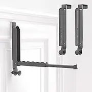 Folding Clothes Drying Rack Over The Door Hangers Hook, with Retractable Rod, 2 Pack, Collapsible, Portable, Space Saving Hanging Rack for Dorm, Bathroom, No Drilling, Space Gray