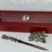Arthur Court Jaguar Letter Opener & Business Card Holder Jungle Cat Pewter Set