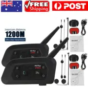 2X V6 Pro Motorcycle Intercom 6 Riders Group 1200m Helmet Headset Bluetooth 5.1