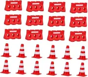 HEALSOPTHY 1 Set Mini Roadblock Traffic Cone Fences for Educational Cognitive Cones Water Barriers Imaginative Traffic Scene Simulation