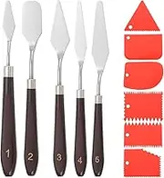 uxcell Painting Knife Set, 11Pcs Spatula Palette Knife Scraper Stainless Steel Pallet Knife with Wood Handle for Oil Painting Acrylic Color Mixing Supplies