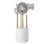 5pc Davis & Waddell Twisted Gold Handle and Marble Bar Set 22x8cm Gold/White