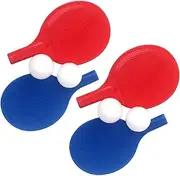 Sosoport 2 Sets Outdoor Table Tennis Racket Set for Lightweight Plastic Plaything with Balls for Beginners and Kindergarten Sports Activities Red Blue