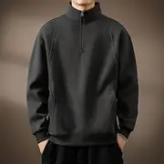Men's Sweatshirt Quarter Zip Sweatshirt Black Dark Gray Coffee Half Zip Plain Sports Outdoor Daily Holiday Streetwear Basic Casual Spring Fall Clothing Appare