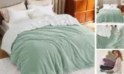 Sherpa Fleece King Size Blanket for Bed - Herringbone Pattern, Thick and