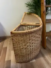 natural wicker corner laundry hamper basket storage organizer rattan boho holder