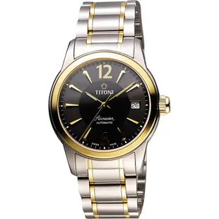 TITONI Airmaster 紳士時尚機械腕錶-黑x雙色版/37.8mm