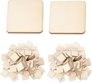 HAWILLOSCH 300 Pcs DIY Crafts Slices Square Cutout Tiles Square Slices Decor Squares Craft Tiles Wood Slices Unfinished DIY Plaque Wooden